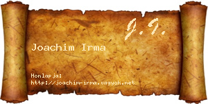 Joachim Irma névjegykártya